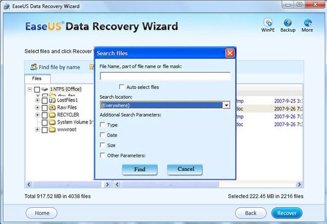 recover the lost Excel files