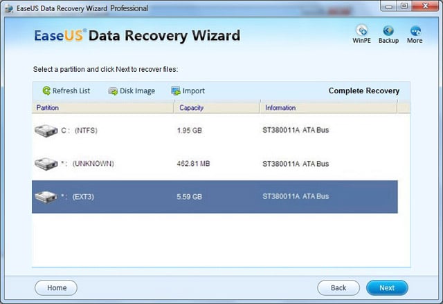 recover files from EXT2/EXT3 Drive