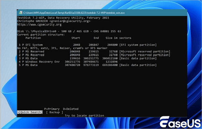 click the quick search option
