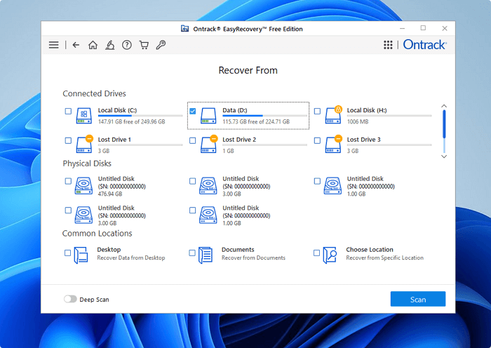 recover data with Ontrack EasyRecovery Step2