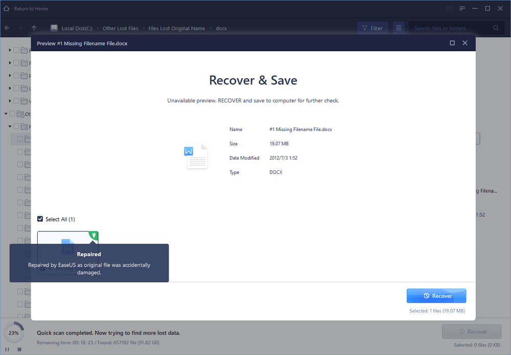 Save repaired word files to safe place