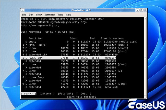 begin the file recovery procedure