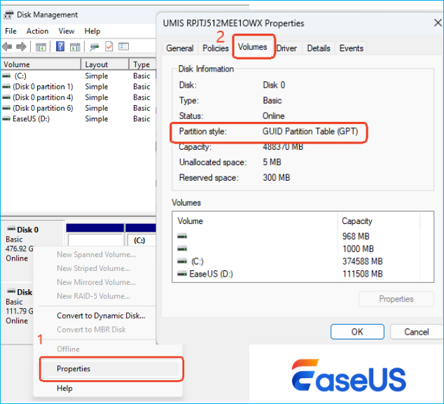 check partition style