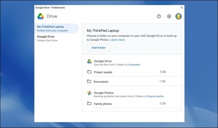 add usb to google driver backup folder list
