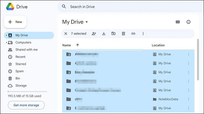 select one or multiple folders you want to restore