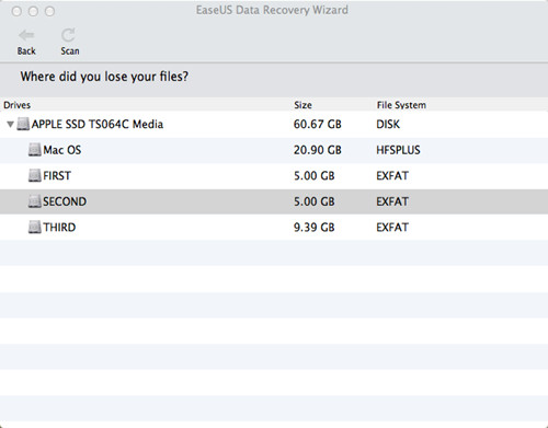 Select hard disk to recover