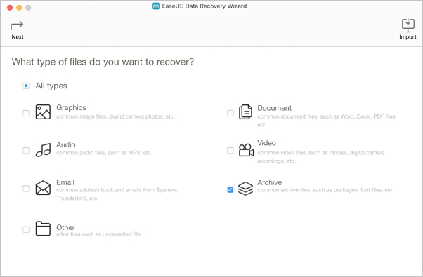 Select File Types