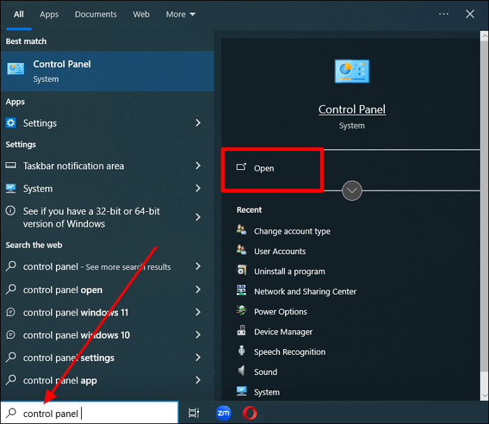 launch the control panel
