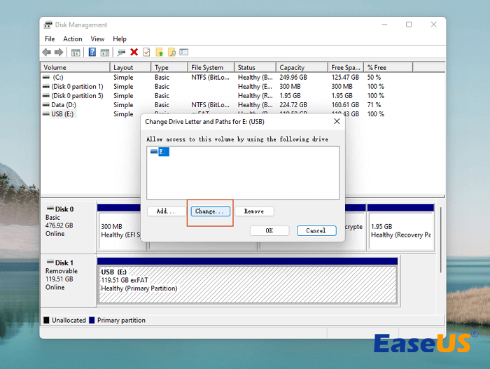 fix usb drive letter assignment