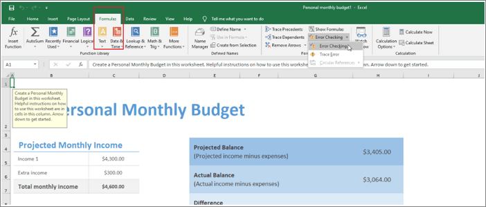 controllare le formule in excel