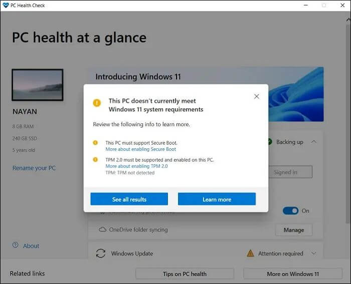 Check PC Health for an upgrade