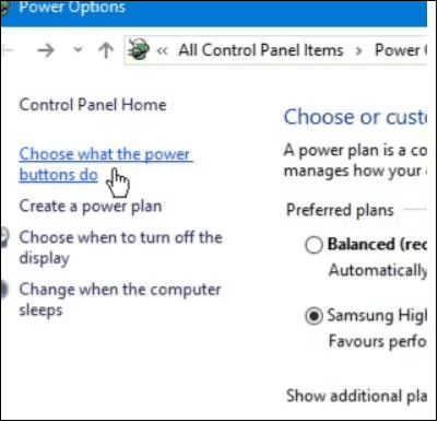 Choose what power buttons do