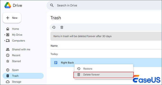 Click Delete forever