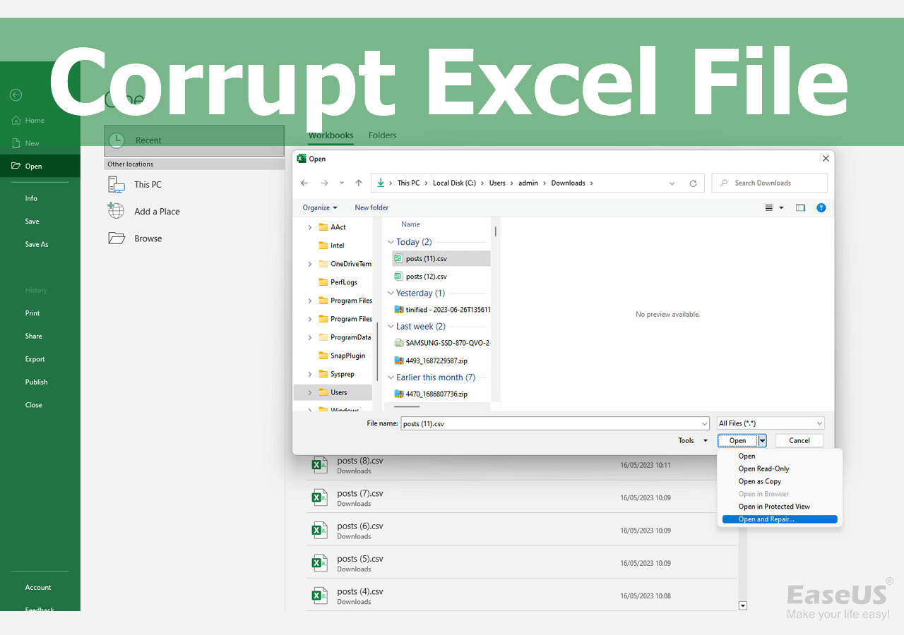 Corrupt Excel File How To Repair Excel In Ways Easeus