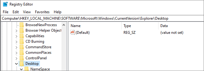 desktop in registry
