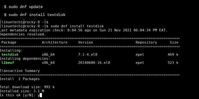 Install testdisk RHEL Distributions