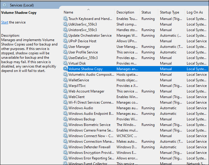 volume shadow key