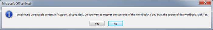 Excel found unreadable content