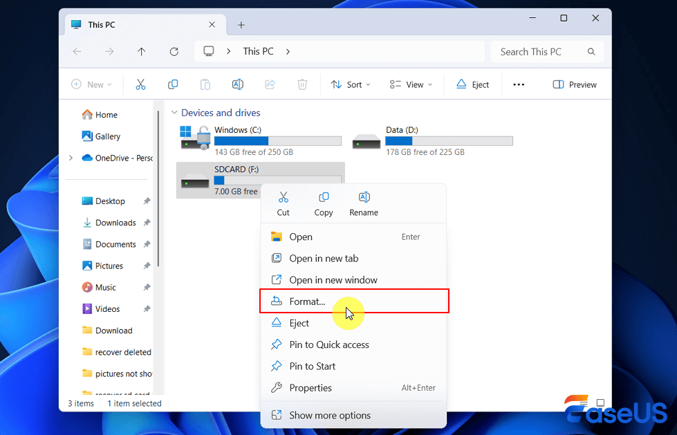 format SD card that cannot be accessed on Canon