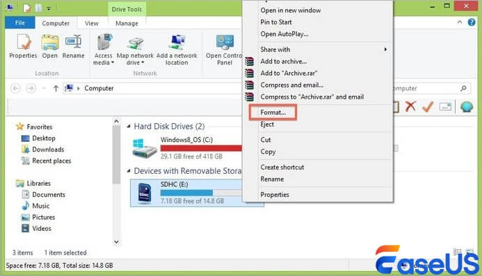 format sd card