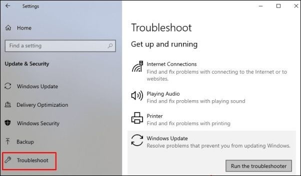 run the Windows troubleshooter