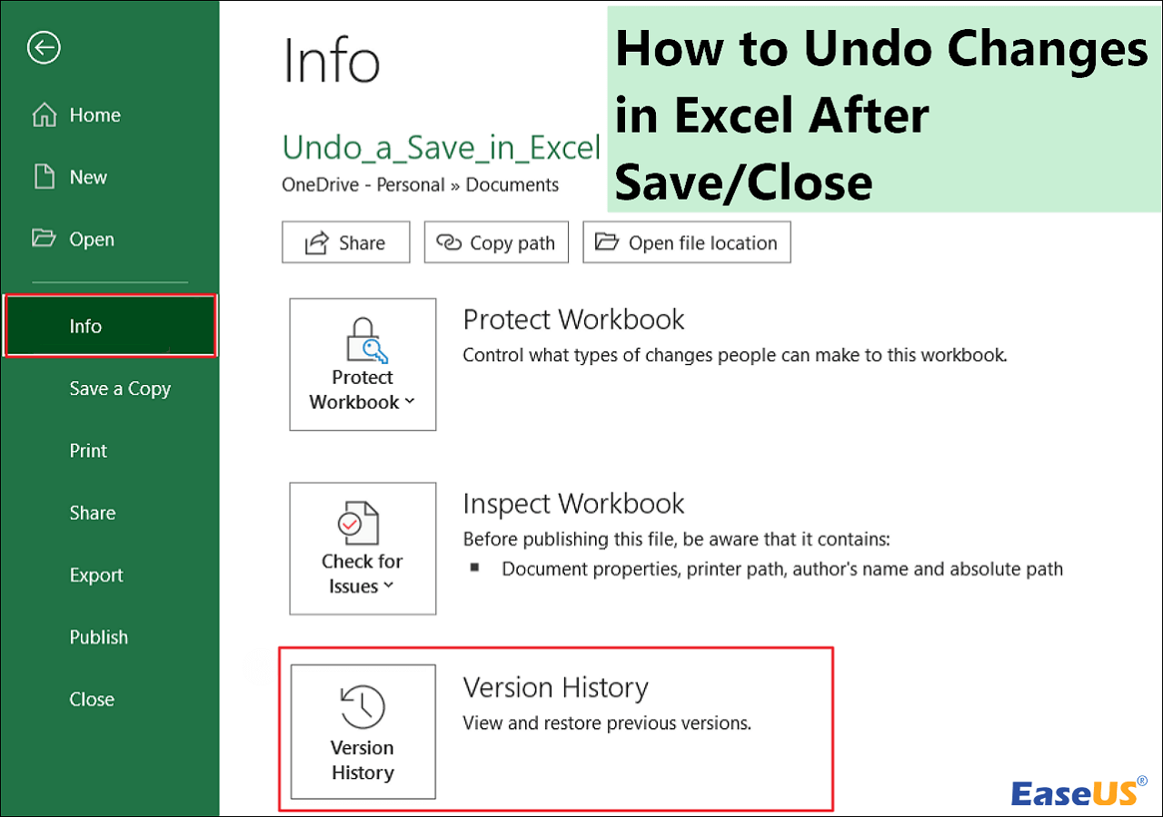 How to Undo Changes in Excel After Save and Close