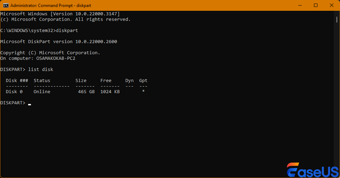 list disk command
