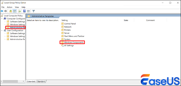 Head to Administrativе Tеmplatеs and thеn Windows Componеnts