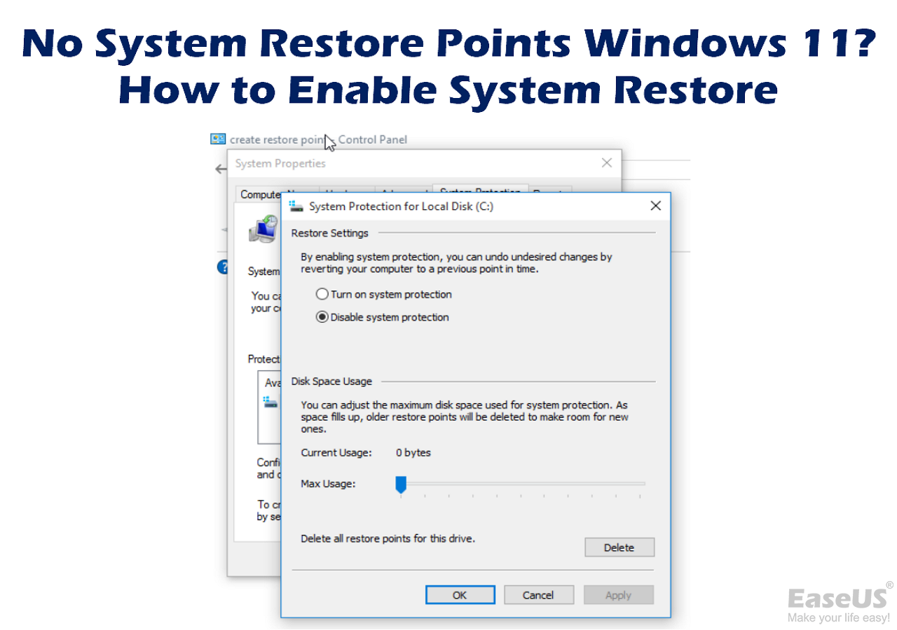 No System Restore Points Windows 11  Fix in 8 Ways - EaseUS