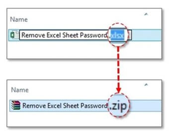 sbloccare Excel modificando l'estensione del file