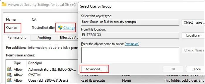 Change Ownership of Disk