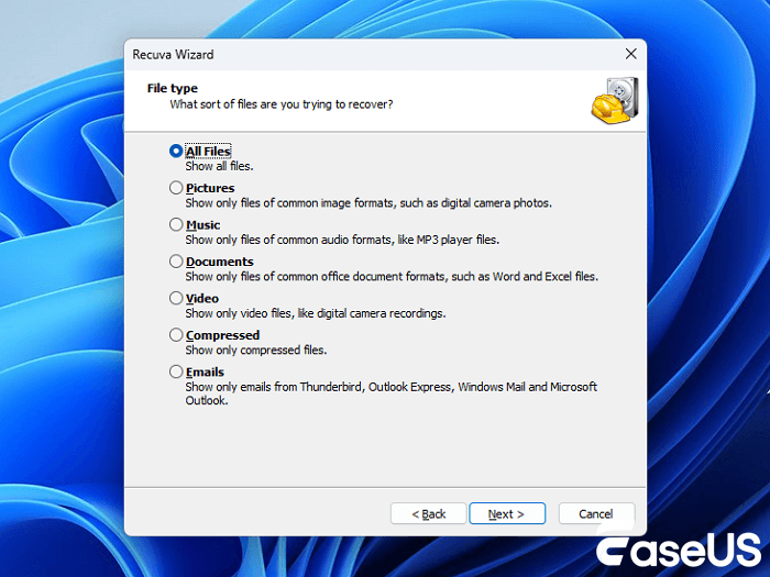 recover data with Recuva step 2
