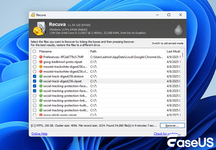 recover data with Recuva step 5