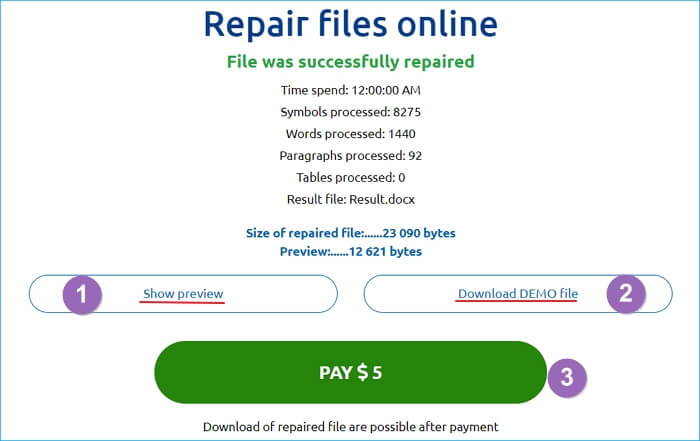  Previsualizar el contenido del archivo DOCX reparado