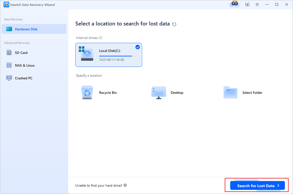 select the location of the Excel files