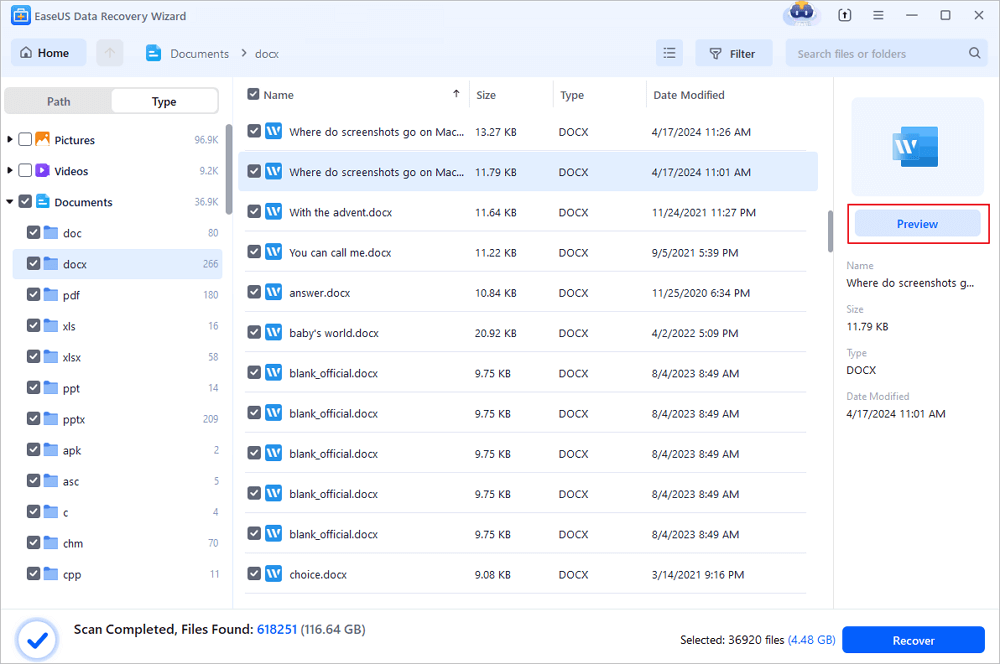 scan the lost excel files