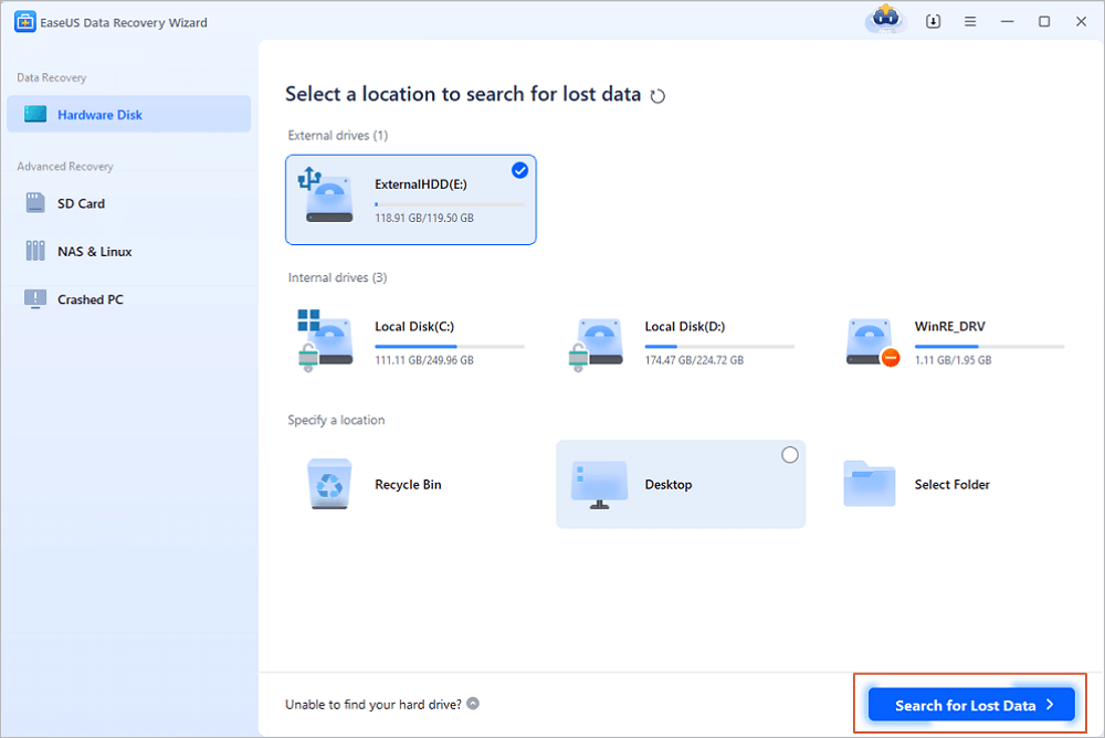 select your seagate external hard drive and click scan