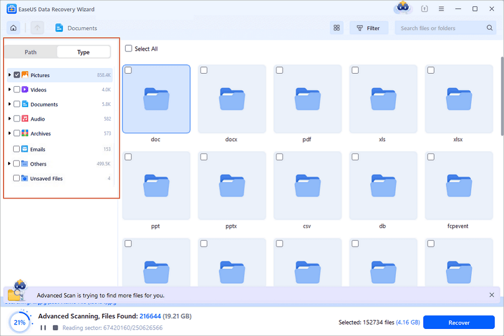 scan the lost data on the seagate external hard drive