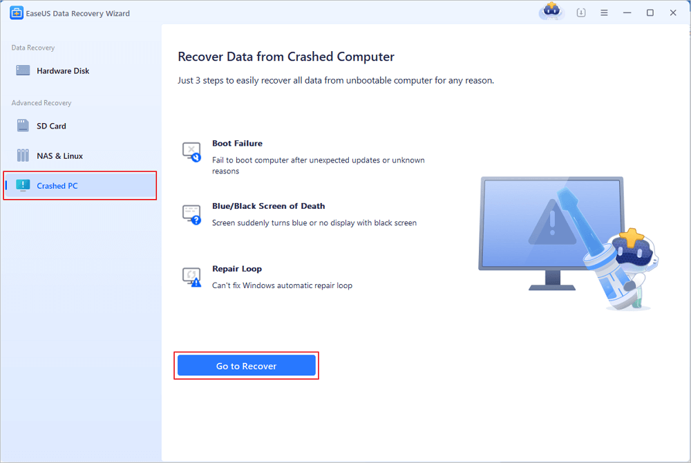 choose crashed pc recovery