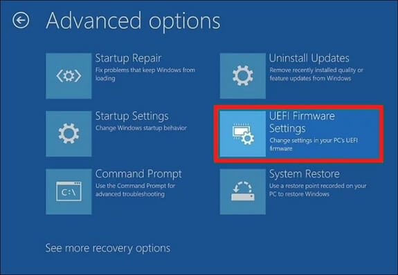 select uefi firmware settings