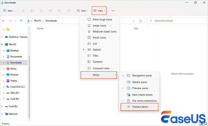 show hidden items Windows 11