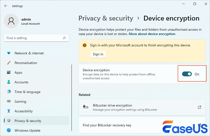 turn off Device encryption