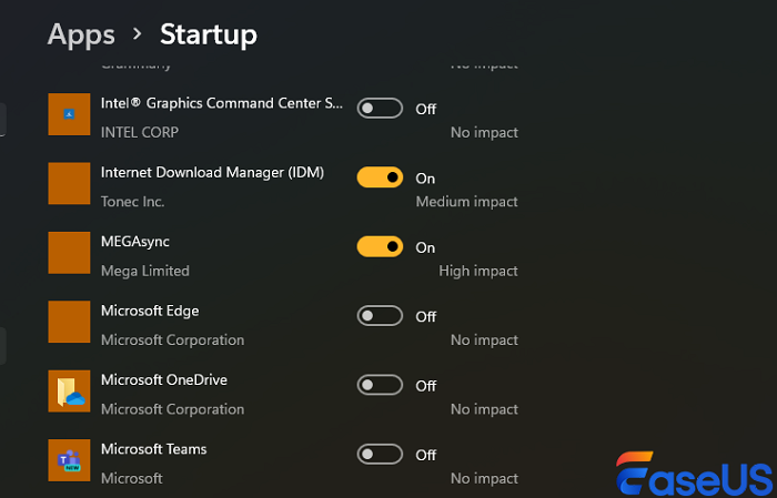 turn toggle on next to app
