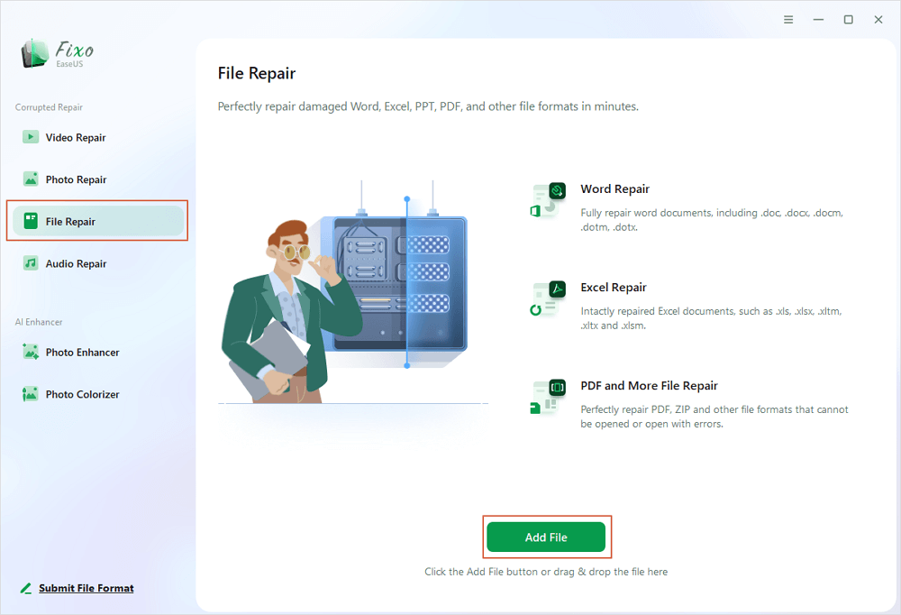 add files to repair documents with Fixo