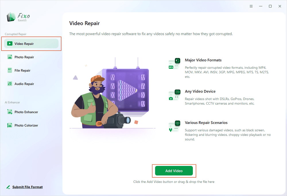 add videos to repair videos with Fixo