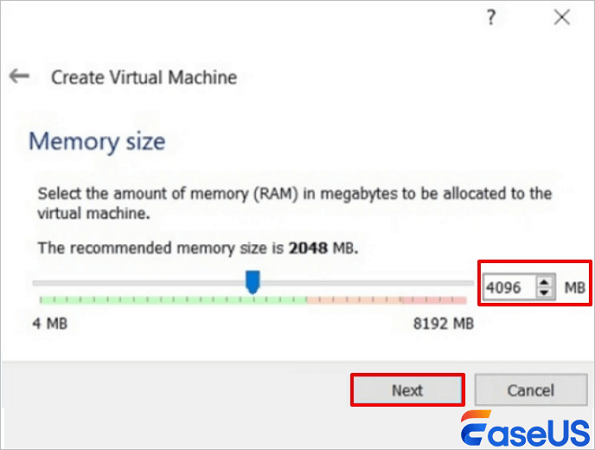 Allocate a minimum of 4000 MB and click