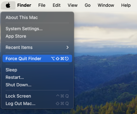 choose force quit finder