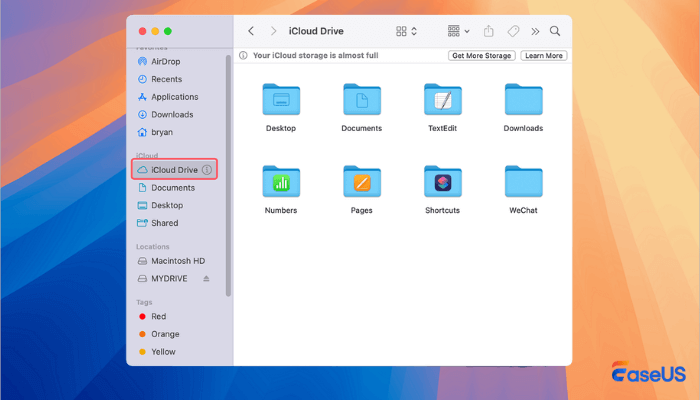 click iCloud Drive in Finder