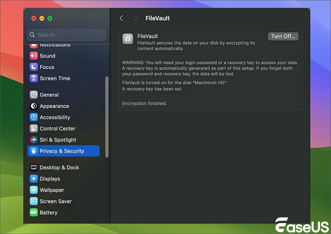 click turn off encryption