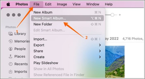 Create New Smart Album on Mac